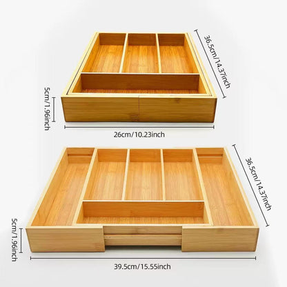 Plateau Organisateur de Tiroir Extensible en Bambou
