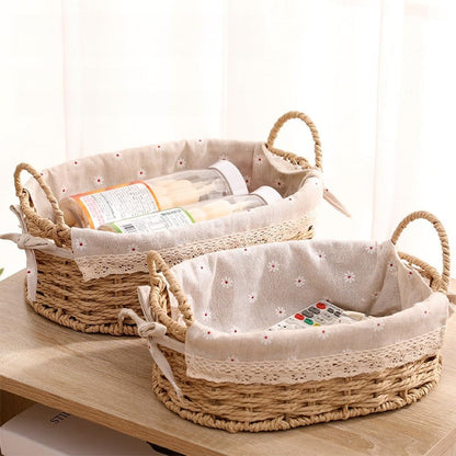 Lot de 2 paniers de rangement en osier tissé à la main