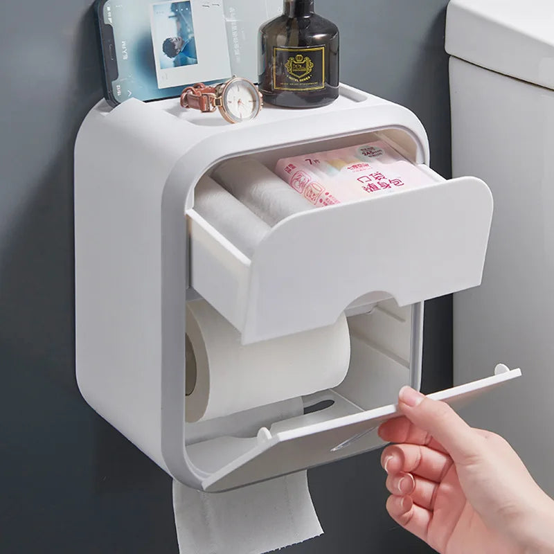 Boîte de Rangement de Papier Toilette Étanche sans Poinçon