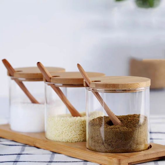 Ensemble de Boîtes de Rangement en Verre pour Assaisonnement