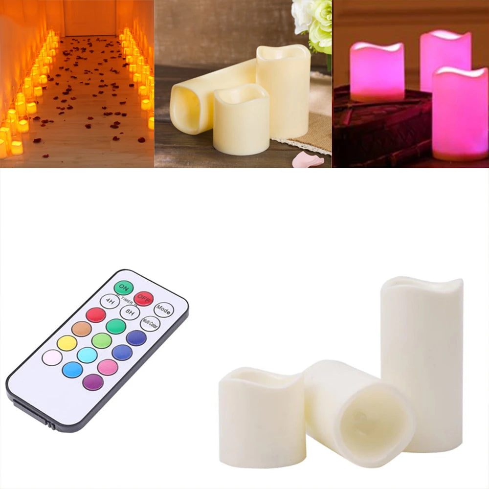 3 piece Bougies sans Fumée, Bougies Chauffe-Plat Décoratives à LED avec Contrôle