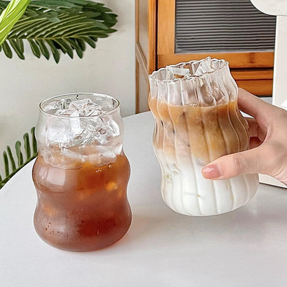 3 Tasse en Verre Ondulée de 500 ml