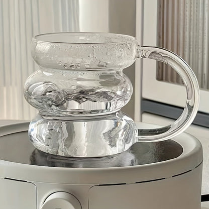 3 Tasse en Verre Transparent à Rayures