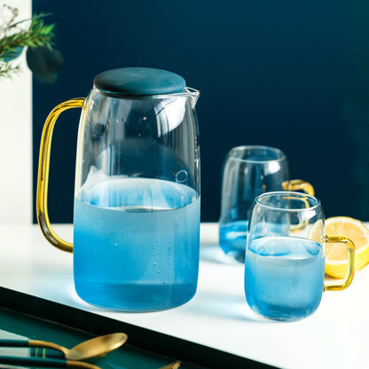 Ensemble de Service en Verre - Carafe avec Couvercle et Verres Assortis (7 pièces)