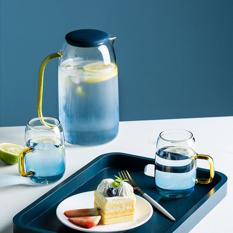 Ensemble de Service en Verre - Carafe avec Couvercle et Verres Assortis (7 pièces)