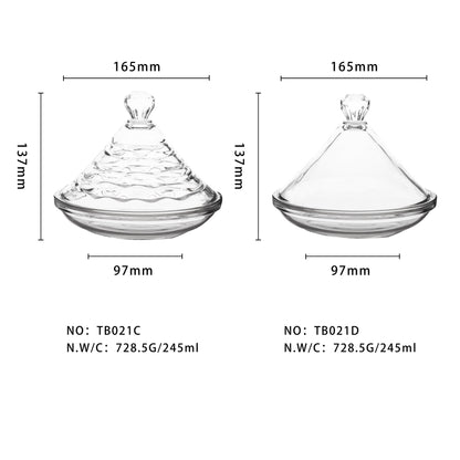 3 Tajine en Verre pour Noix et Trempette