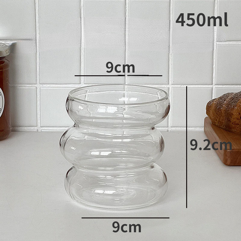 3 Tasse en Verre Transparent à Rayures