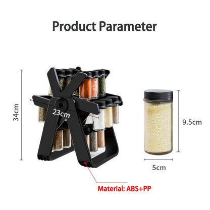 Ensemble de 18 Pots à Épices avec Roue Pivotante à 360 Degrés