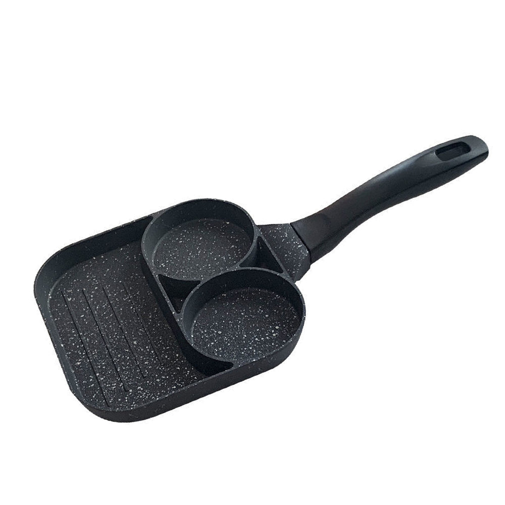 Poêle à frire antiadhésive à 3 sections 2 en 1 blanc Poêle à frire divisée Pancake Omelette Pan Alliage d'aluminium Oeuf frit