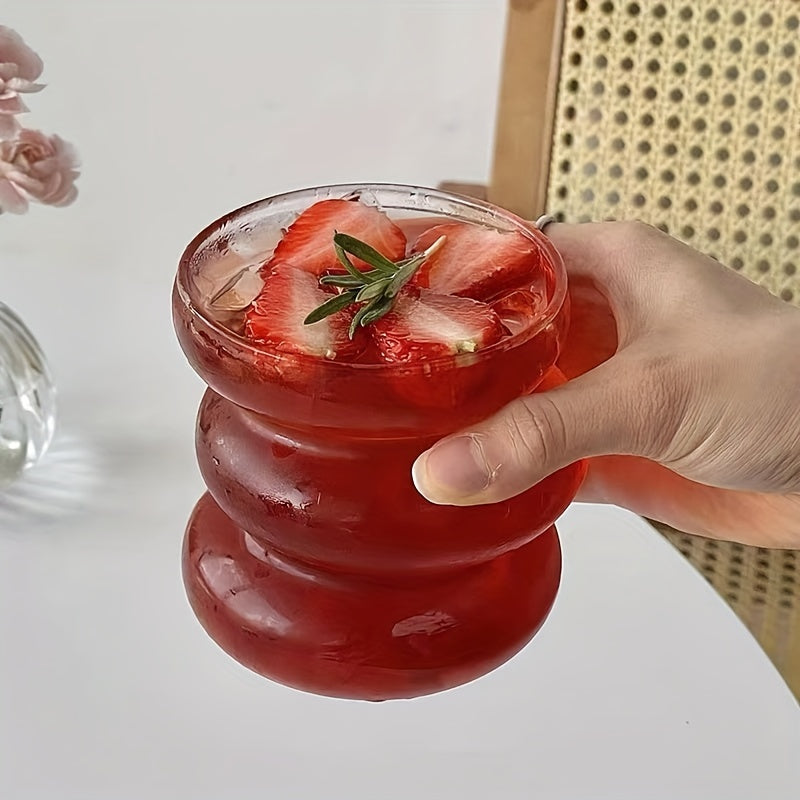 3 Tasse en Verre Transparent à Rayures